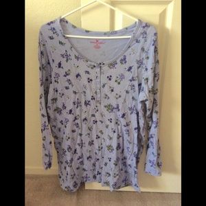 Floral Print Henley Top